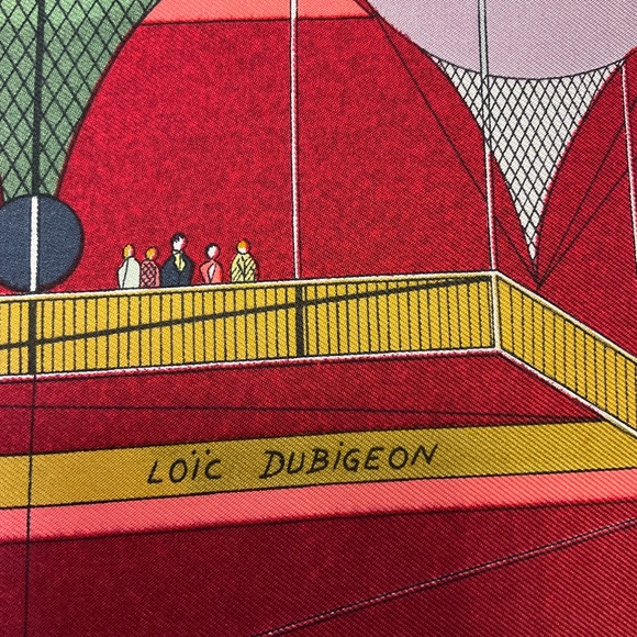 HERMES RED LES FOLIES DU CIEL PRINT SQUARE SILK TWILL SCARF - Picture 6 of 10